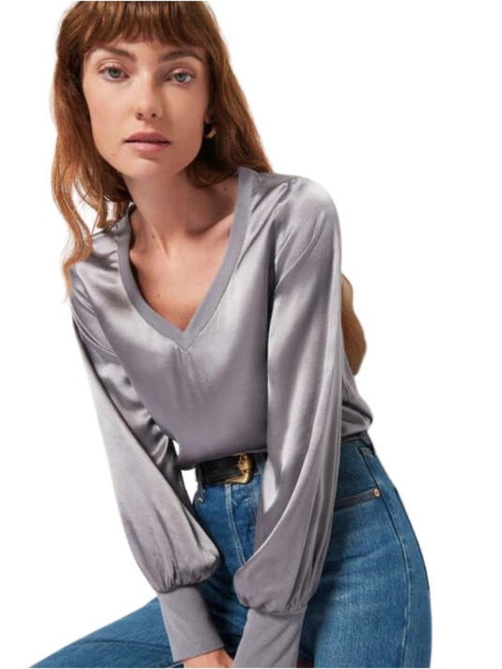 NEW Nation LTD Ayra V-Neck satin blouse NWT Size XS